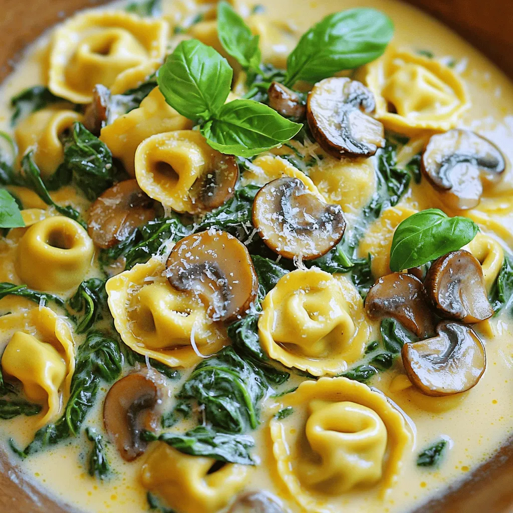 Creamy Spinach Mushroom Tortellini Delightful Dish