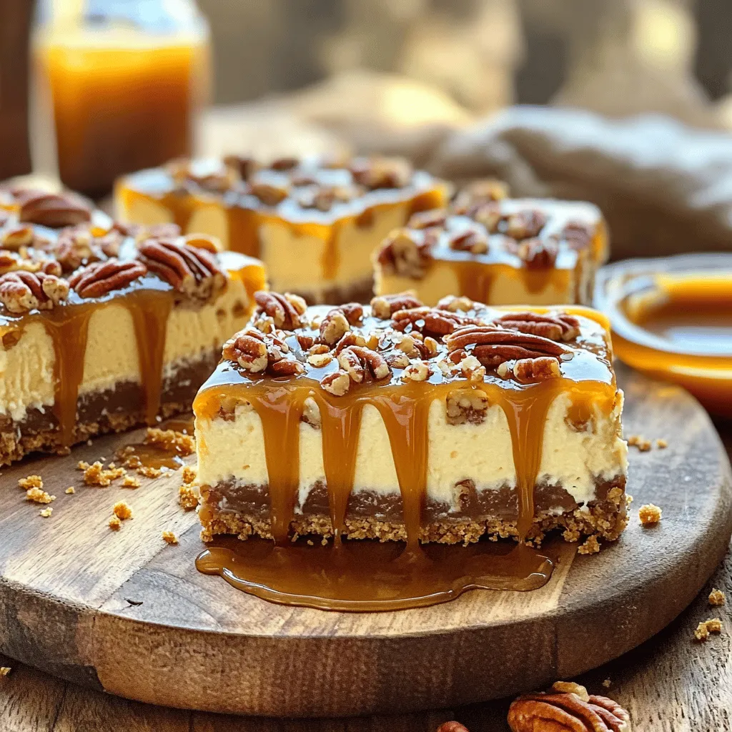 Caramel Pecan Pie Cheesecake Bars Indulgent Dessert Treat
