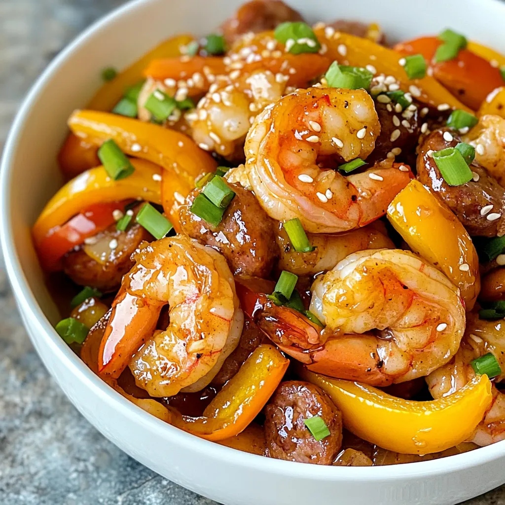 Honey Garlic Shrimp Sausage Skillet Quick Dinner Meal