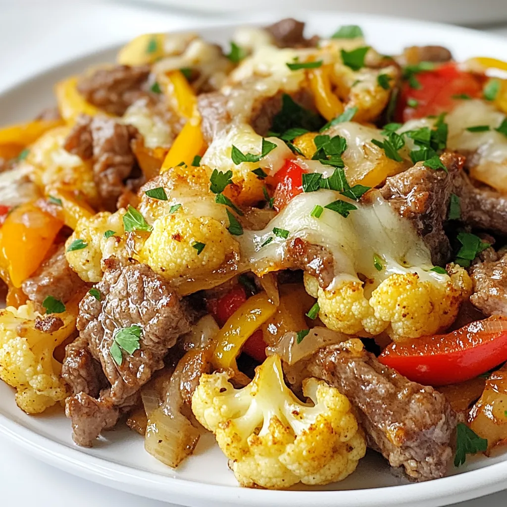 Philly Cheesesteak Cauliflower Skillet Flavor Boost