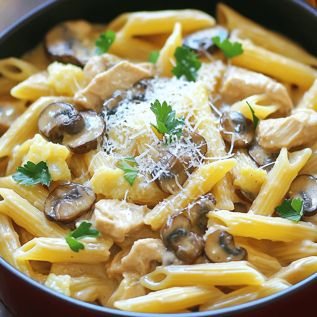 One-Pot Creamy Mushroom and Chicken Pasta Delight