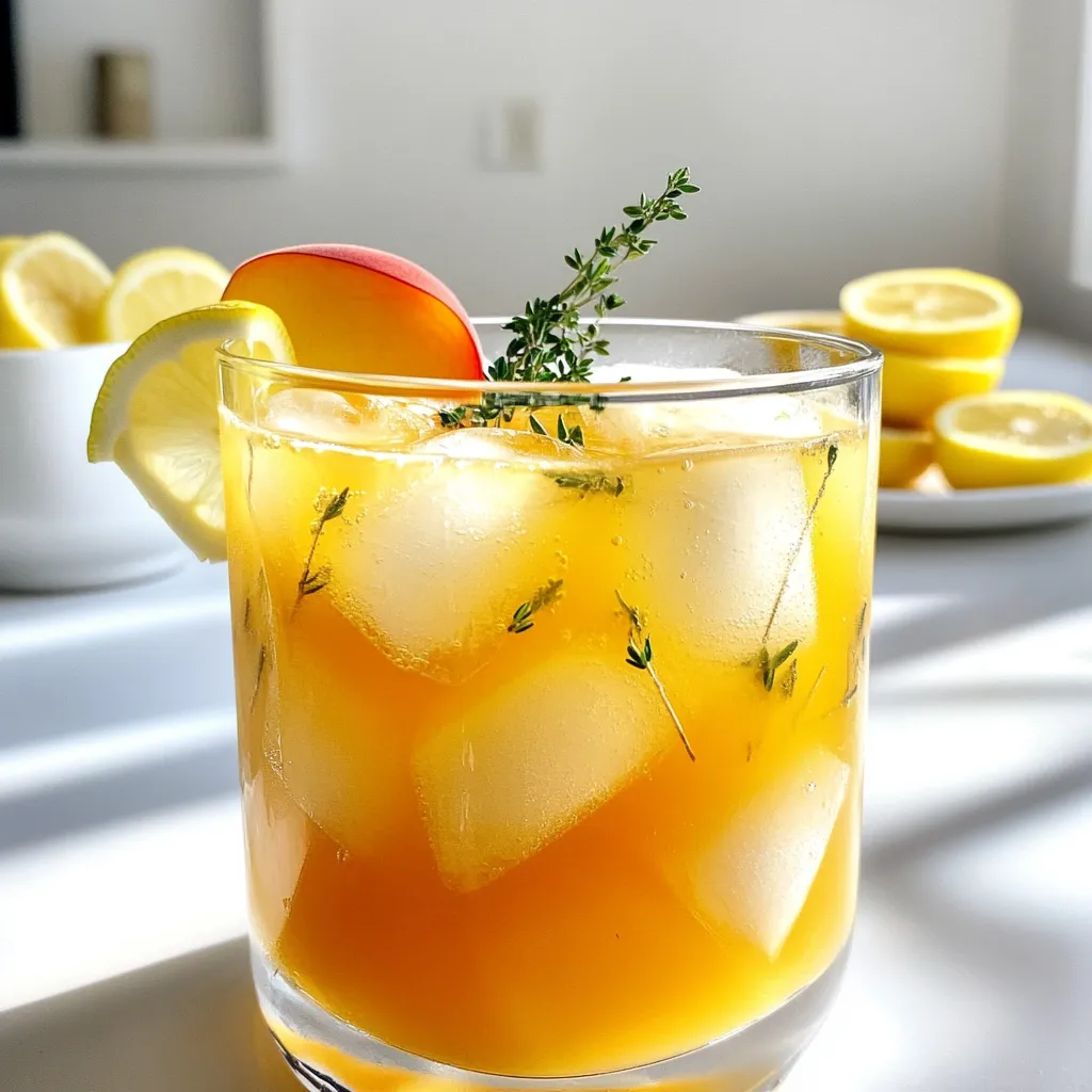 Peach Thyme Green Tea Lemonade Refreshing Summer Drink