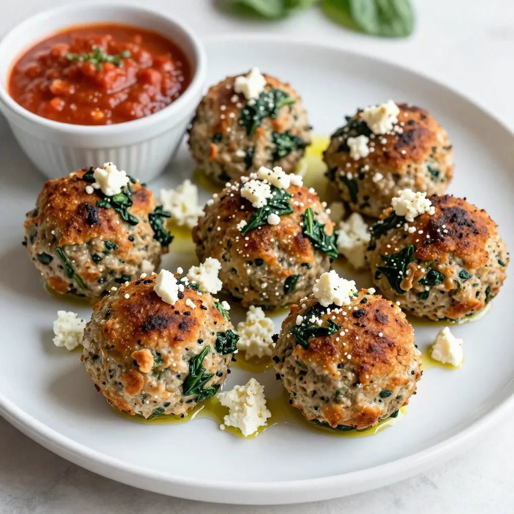 Spinach Feta Turkey Meatballs Easy Flavorful Recipe