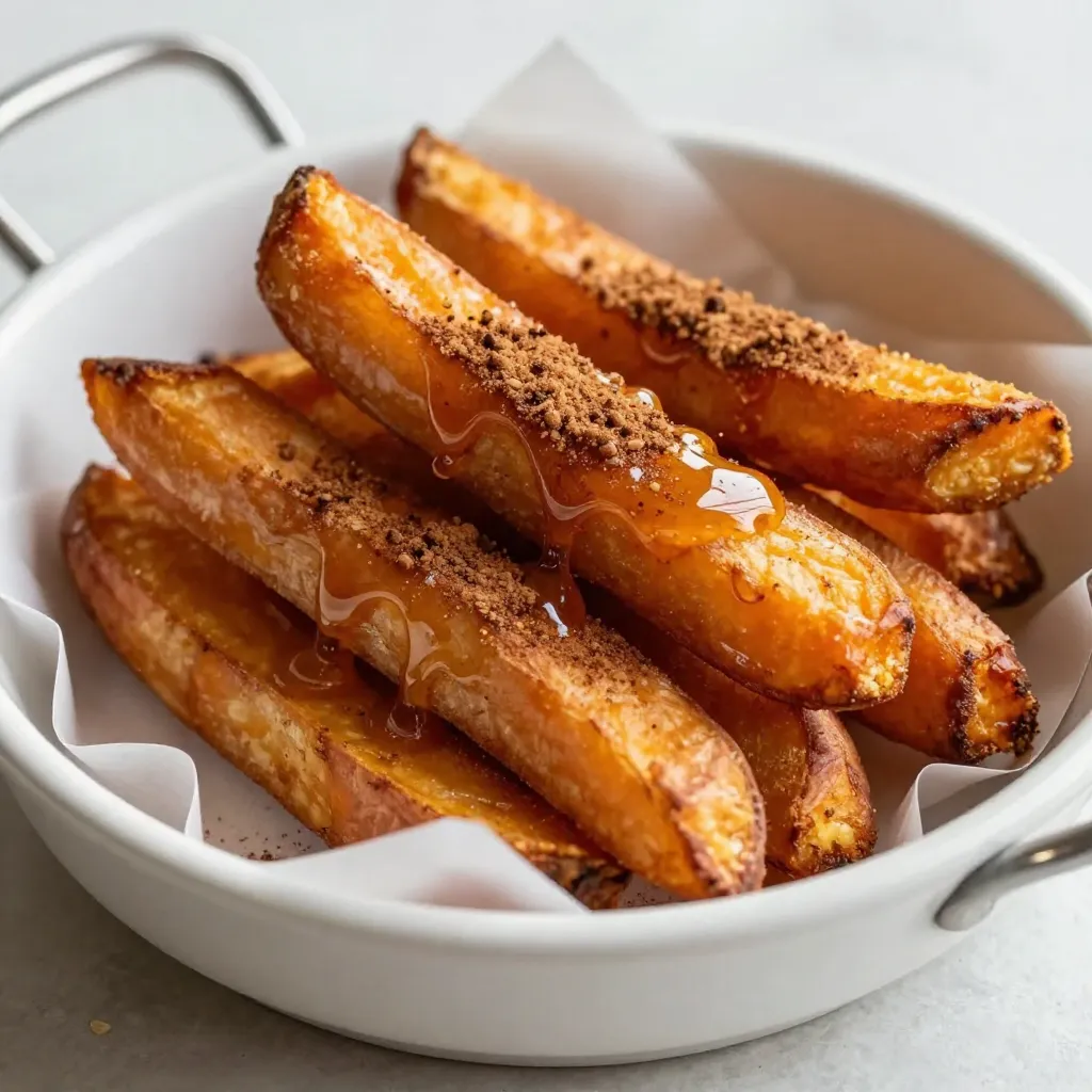 Maple Cinnamon Sweet Potato Fries Crispy and Tasty