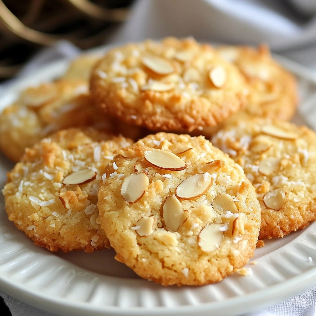 Crispy Dessert Almond Coconut Cookies Delightful Treat