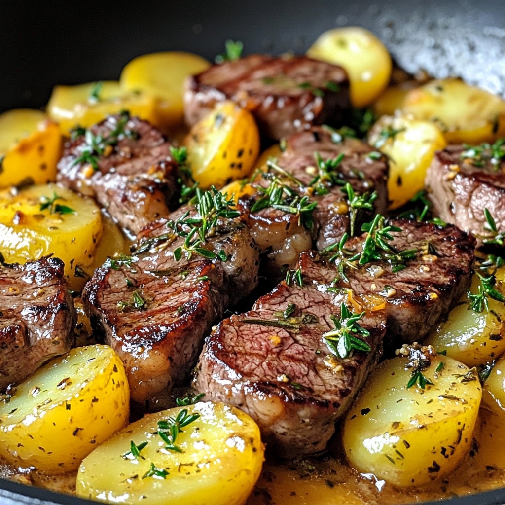 Garlic Butter Steak and Potatoes Skillet Delight