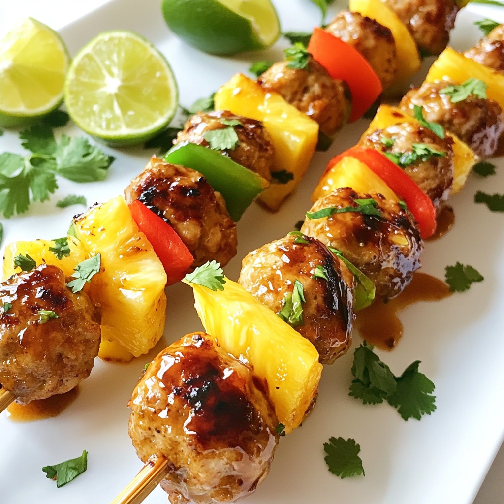 Pineapple Teriyaki Meatball Skewers Juicy and Tender