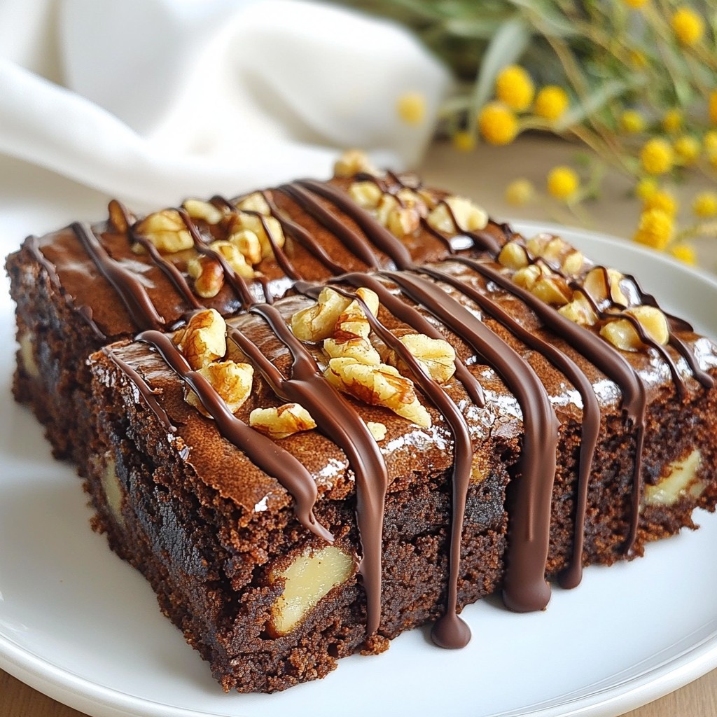 Rich Dessert Espresso Walnut Brownies with Drizzle