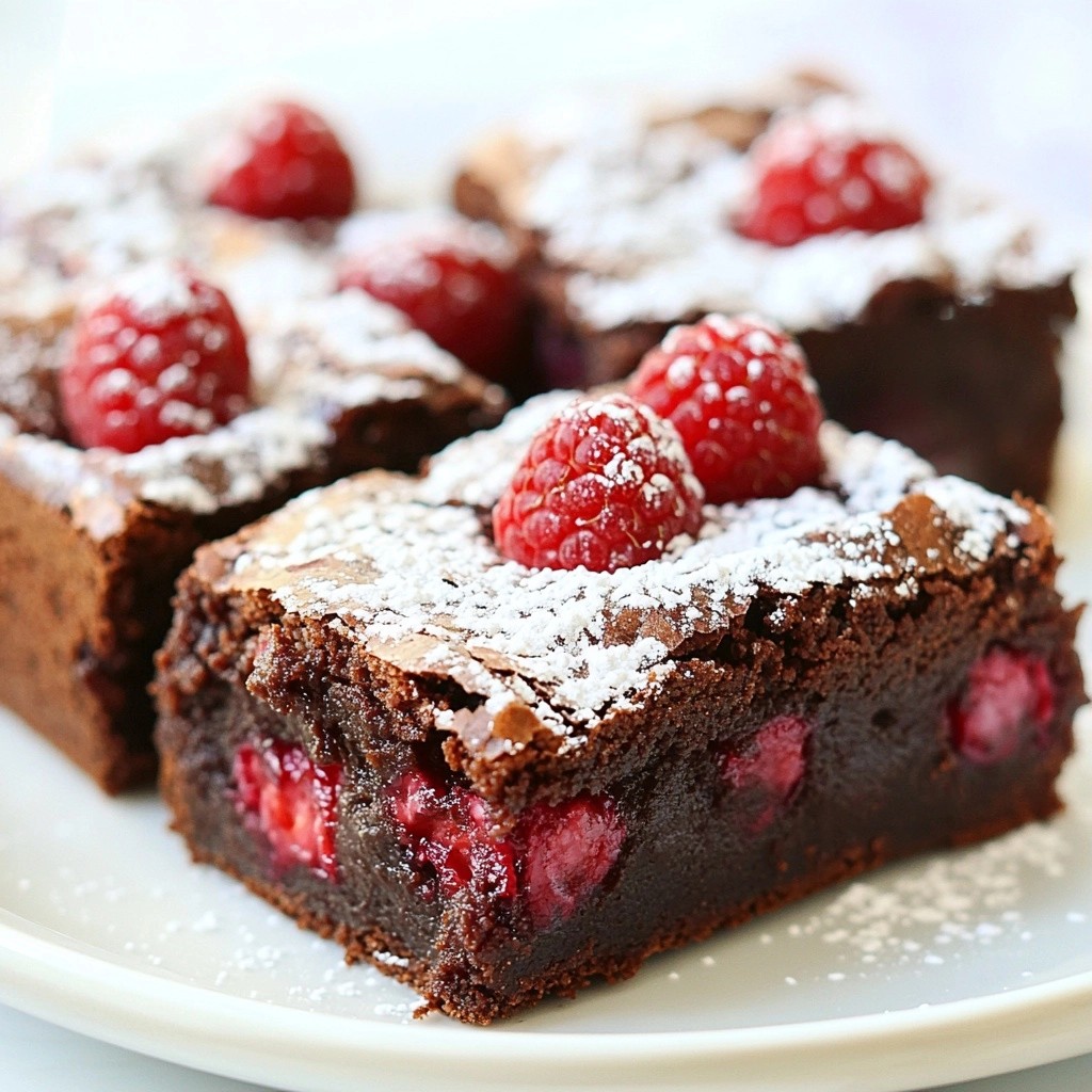 Rich Dessert Dark Chocolate Raspberry Brownies Treat