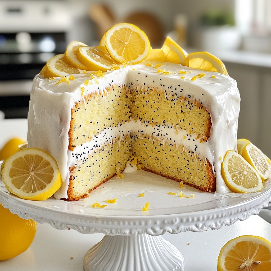 Fluffy Baking Lemon Poppy Seed Cake with Glaze Recipe