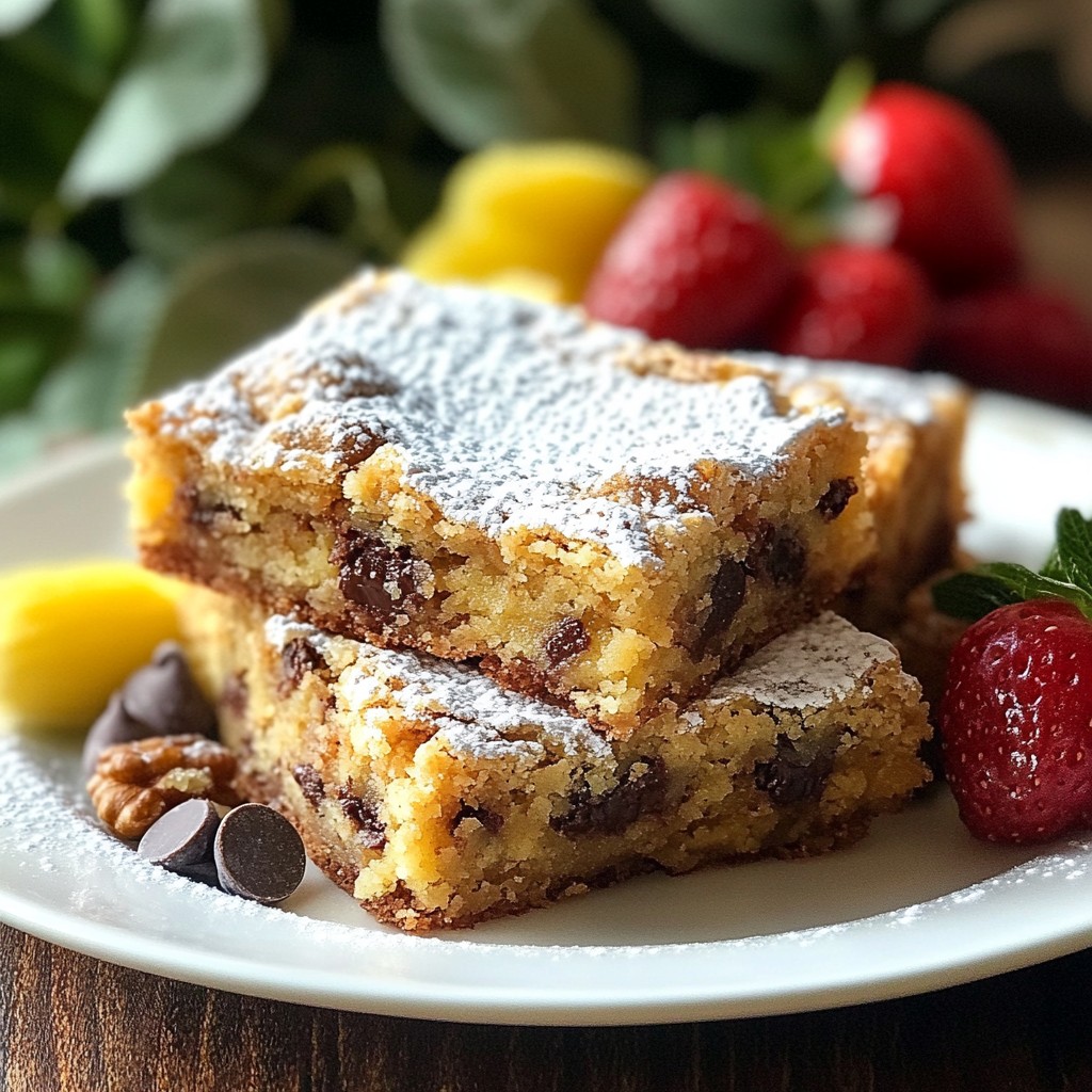 Chewy Dessert Blondie Bars with Chocolate Chips Delight