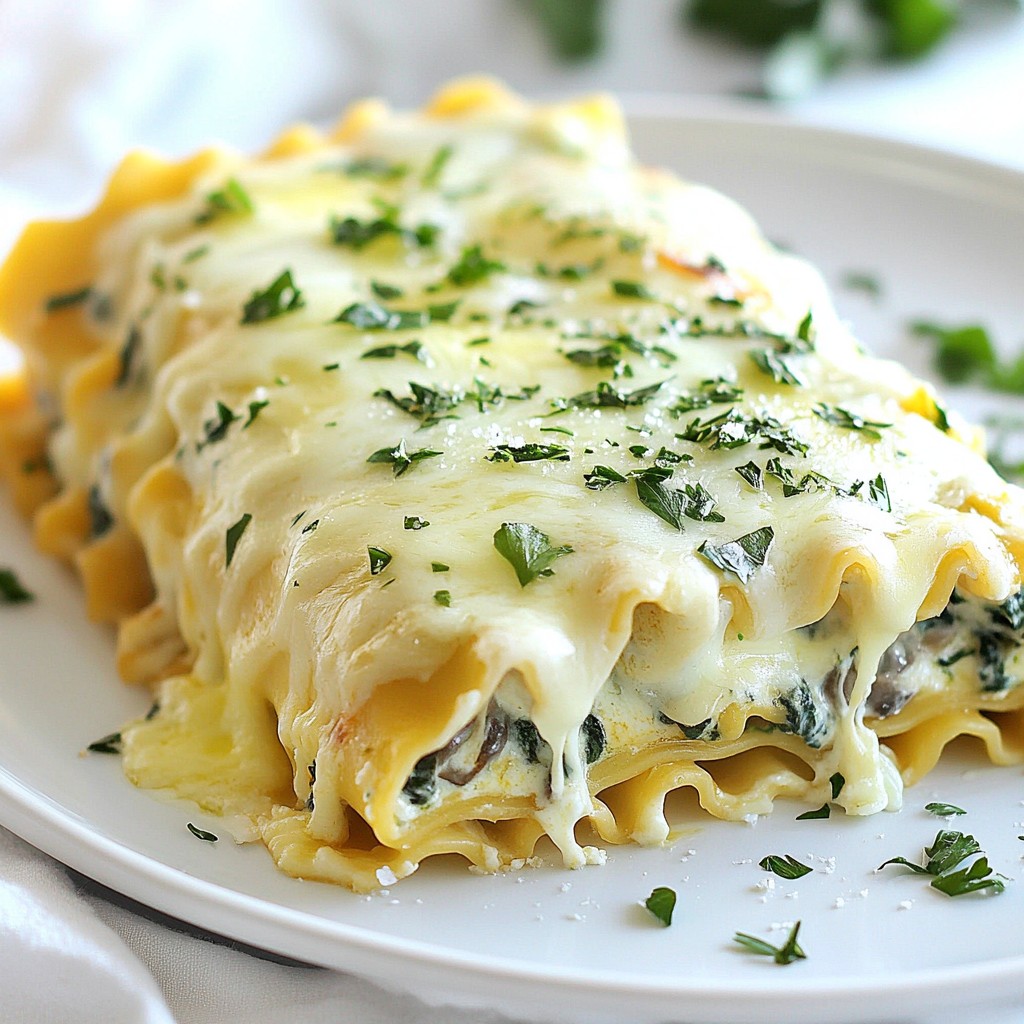 Spinach Mushroom Alfredo Lasagna Roll Ups Delightful Dish