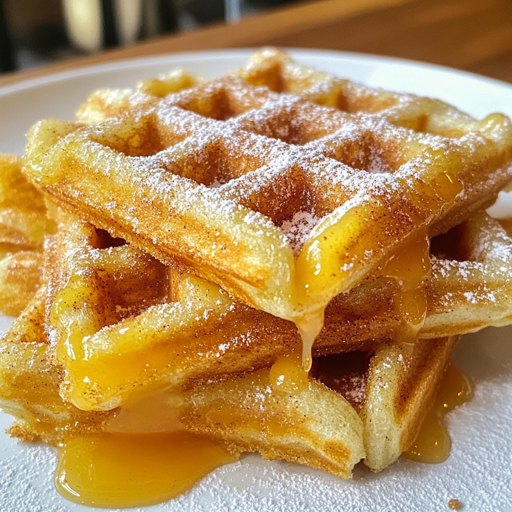 Churro Waffles with Dulce de Leche Delight