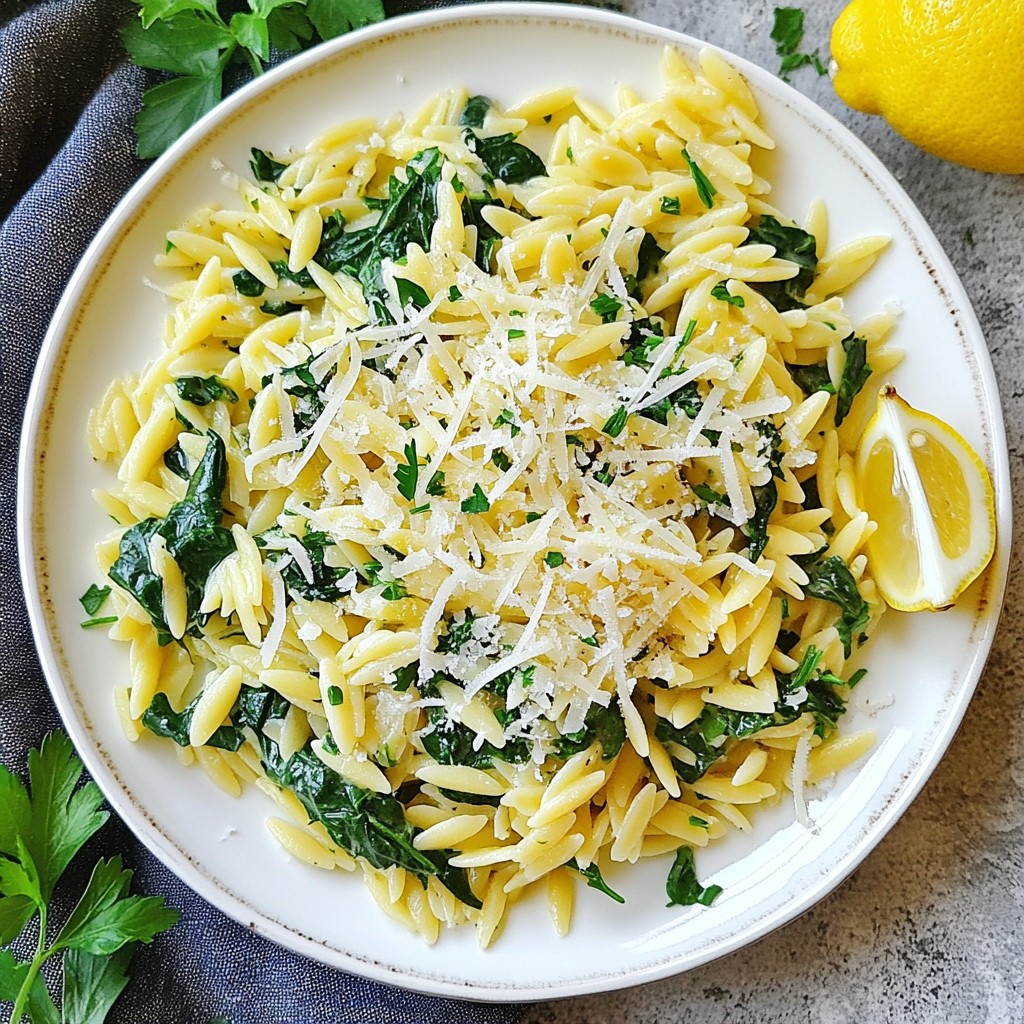 Lemon Garlic Orzo with Spinach Flavorful Side Dish