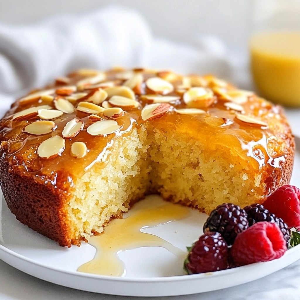 Moist Baking Honey Almond Cake with Glaze Delight
