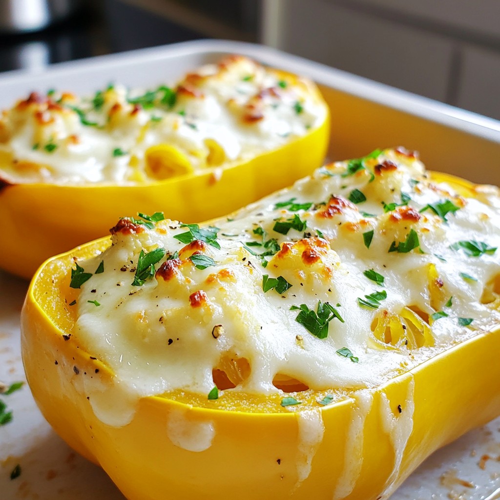Spaghetti Squash Alfredo Bake Creamy and Delightful Dish