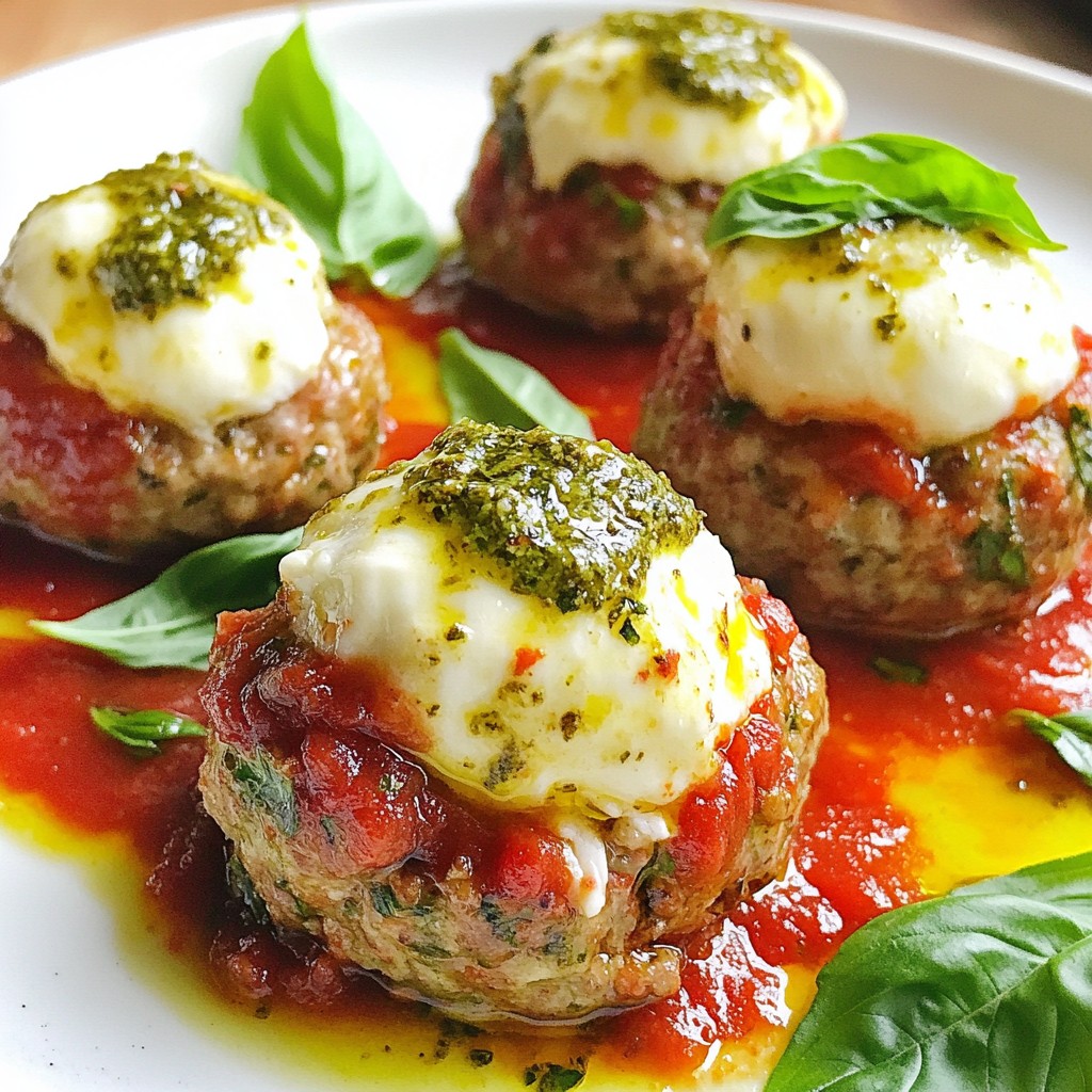 Pesto Mozzarella Stuffed Meatballs Flavorful Delight